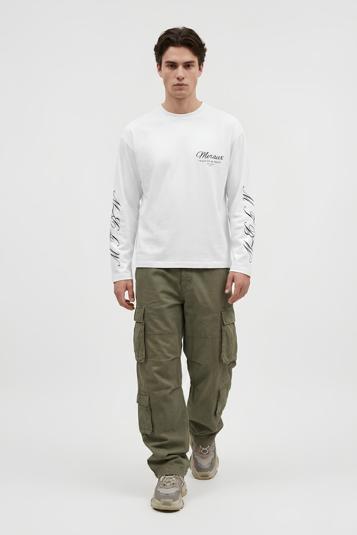 Script Longsleeve – White / Black