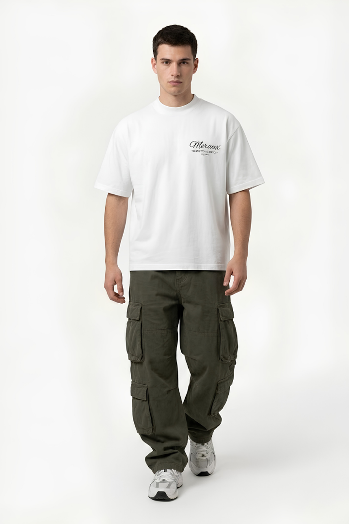 Script Tee – White / Black