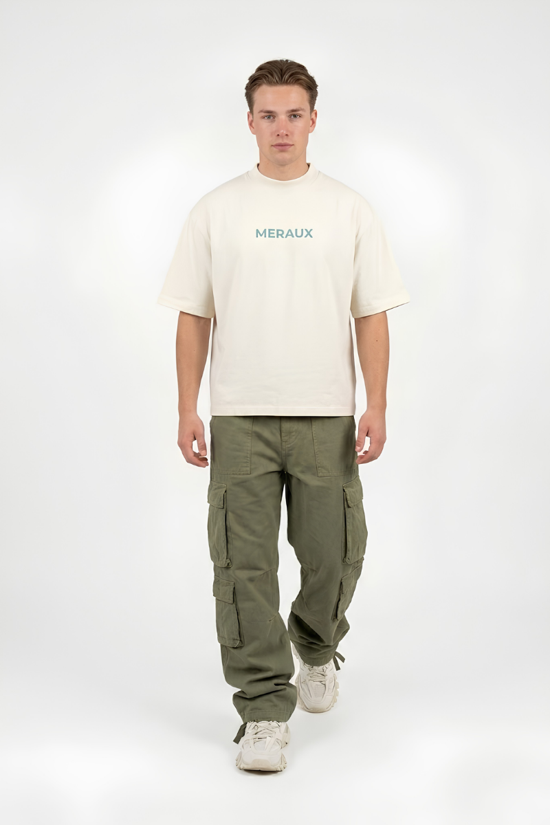 Arch Tee – Beige / Blue