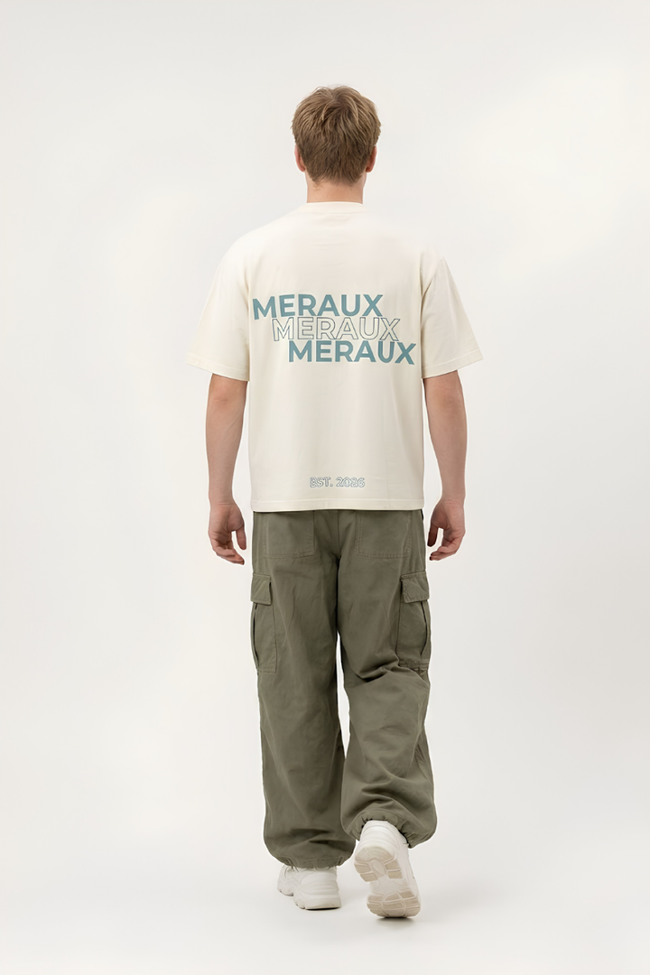 Arch Tee – Beige / Blue