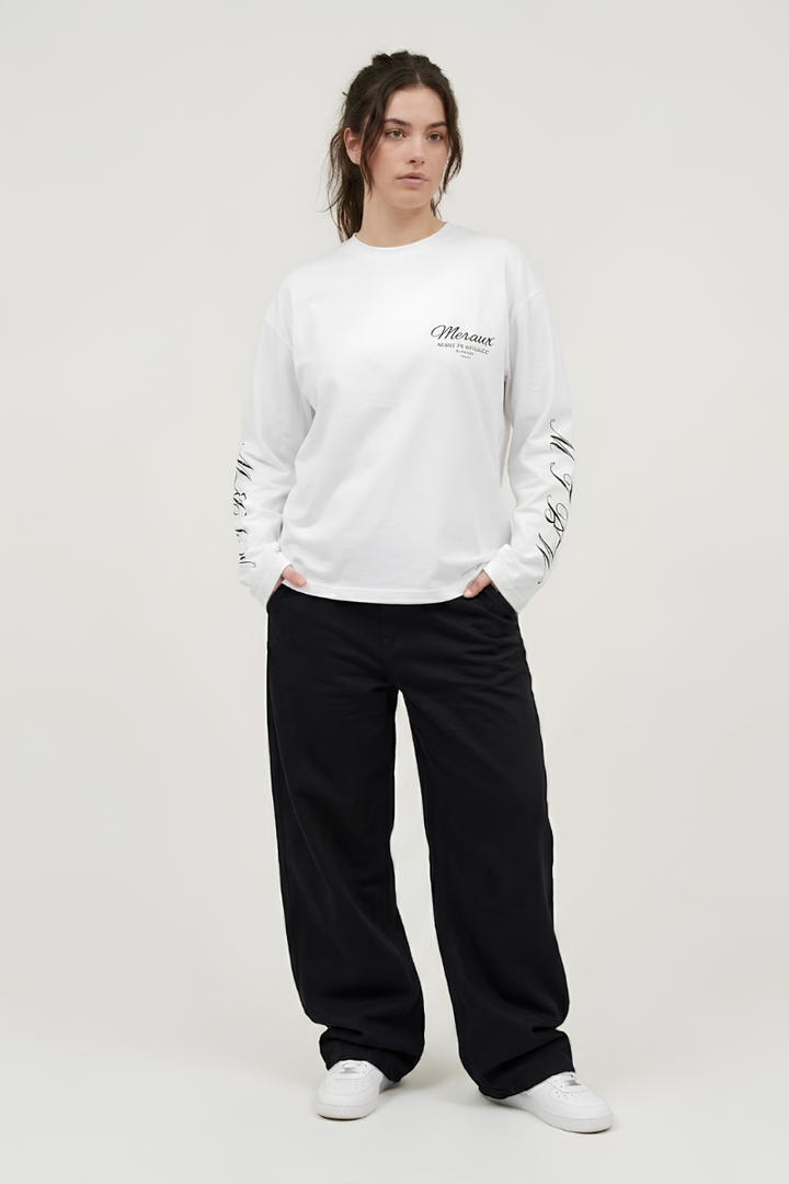 Script Longsleeve – White / Black