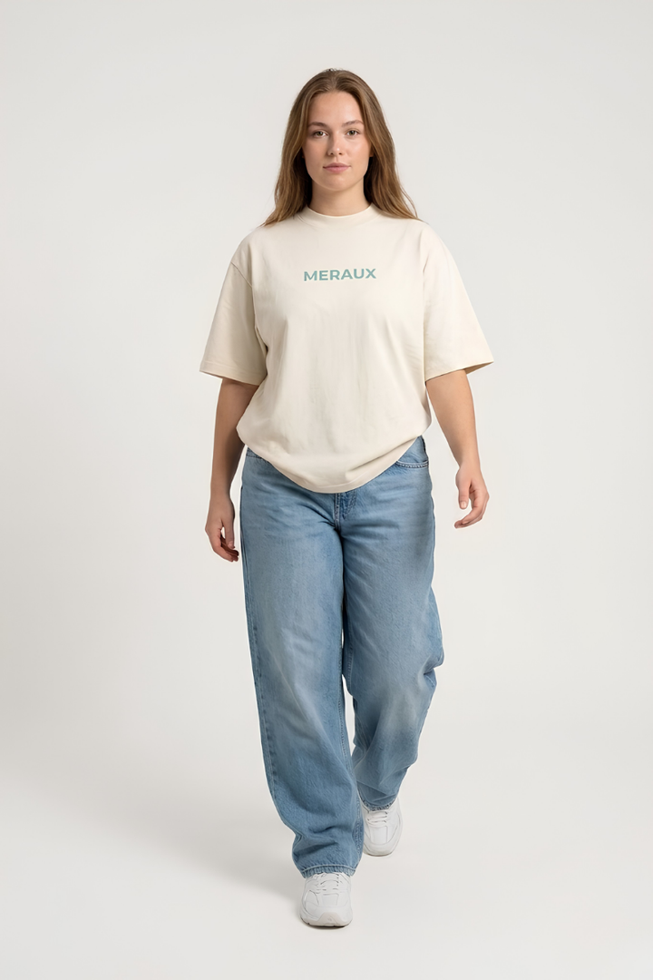 Arch Tee – Beige / Blue