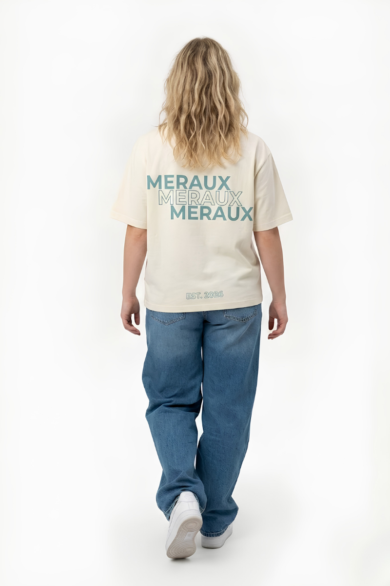 Arch Tee – Beige / Blue
