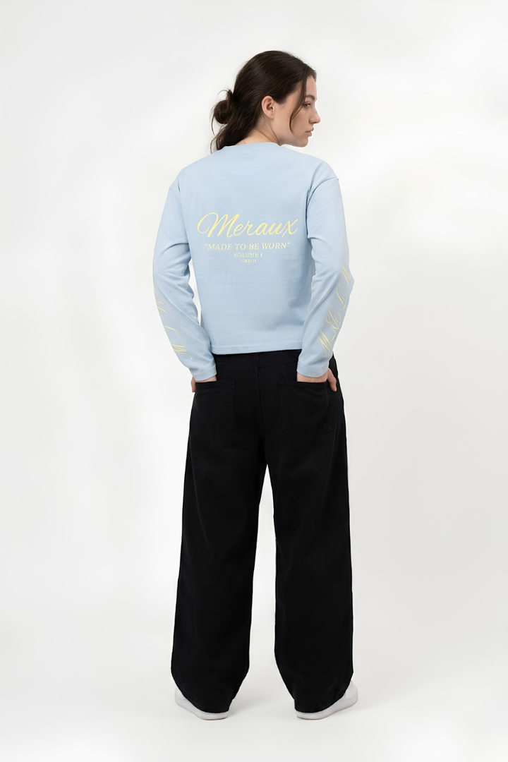 Script Longsleeve – Light blue / Beige