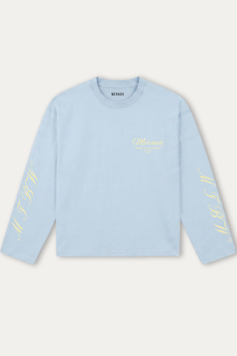 Script Longsleeve – Light blue / Beige