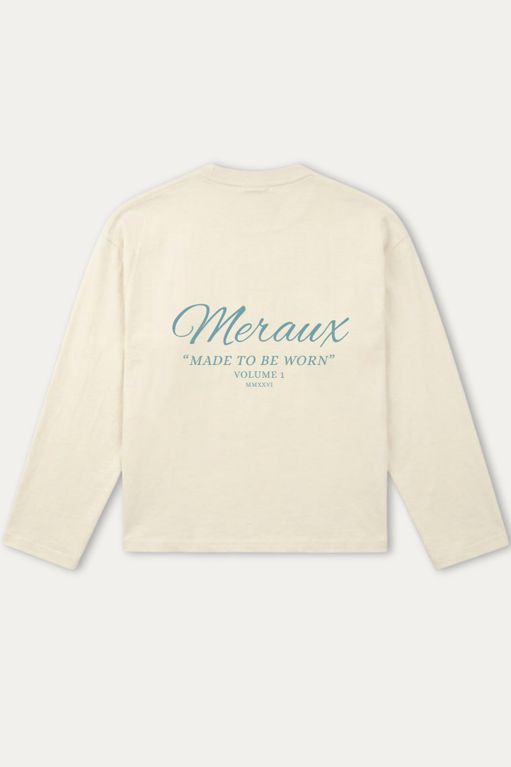 Script Longsleeve – Beige / Light blue